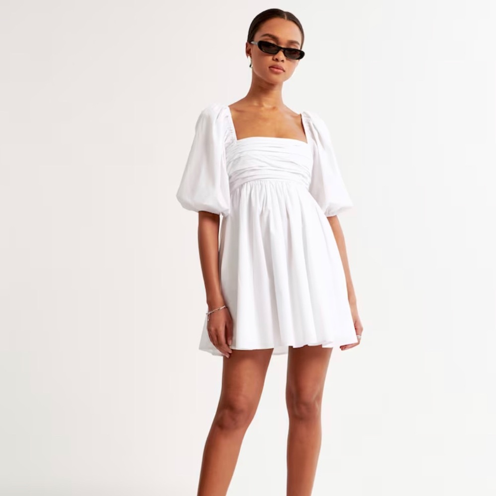 Abercrombie and Fitch Emerson Ruched Puffed Sleeve Mini Dress Size M